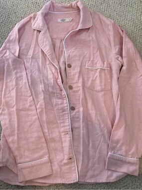 UGG Blush Pink Button-Up Top with White Trim